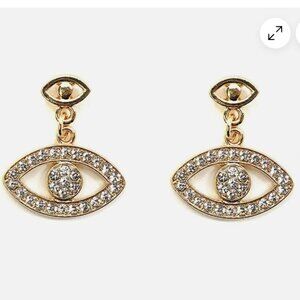 WOMEN'S EVIL EYE DROP POST EARRING/ FASHION, CUTE, ELEGANT -  GOLD